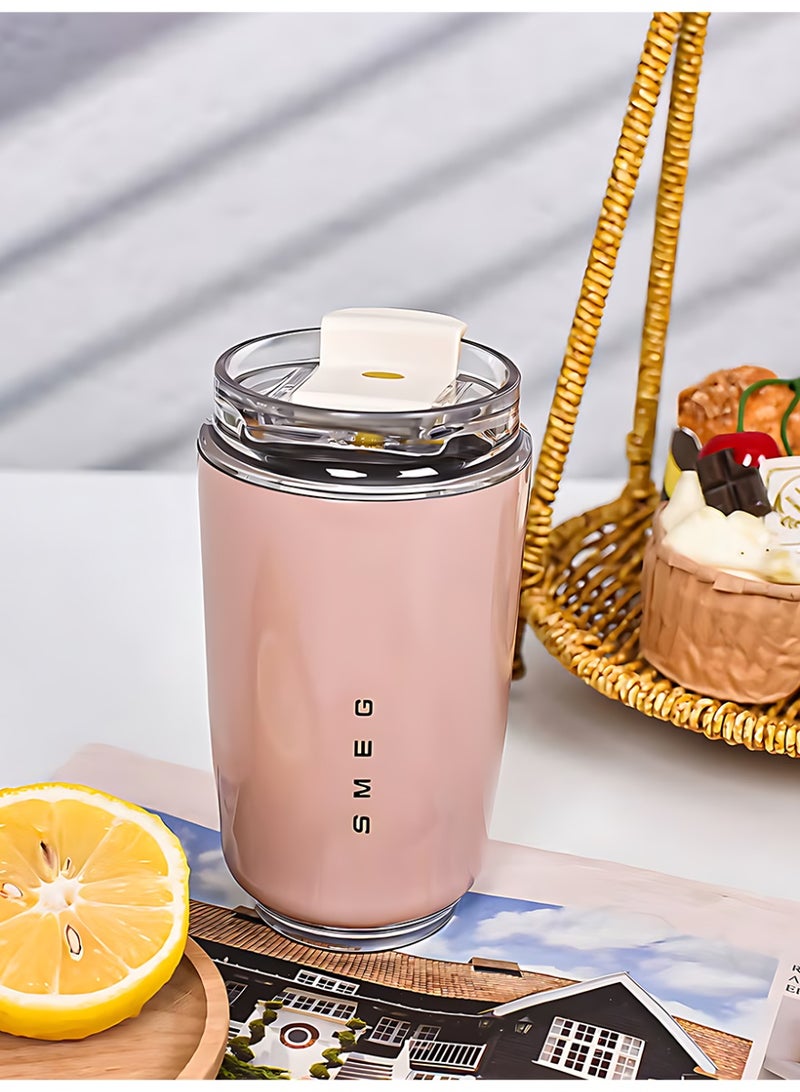 Smeg Travel Coffee Mug, Insulated Beverage Cup with Leakproof Lid, Long-Lasting Coffee Tumbler with Lid, Travel Coffee Thermos (Pink) - Image 4